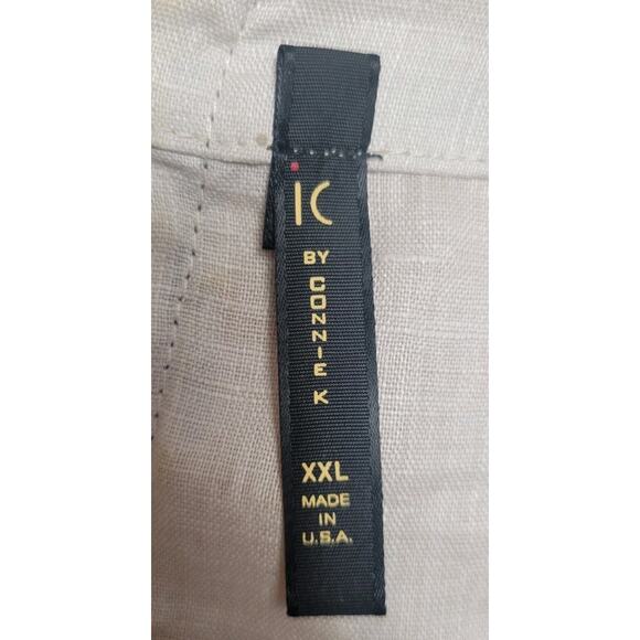 IC By Connie K Linen Biege Dress Striped Pockets Lagenlook Boho Size XXL - Picture 3 of 5